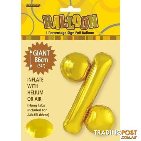 Gold % Alphabet Foil Balloon 86cm (34) - 9311965429531
