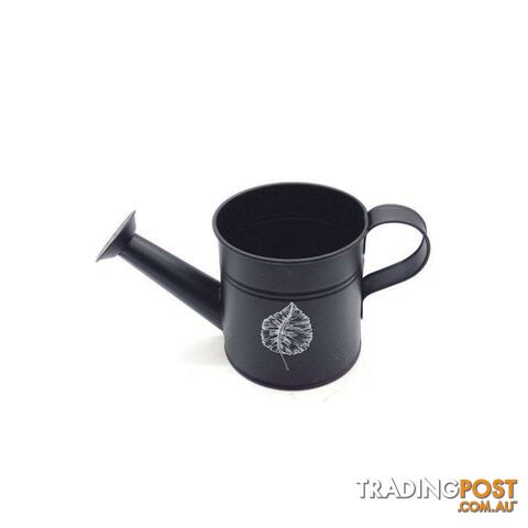 Watering Can Leaf Print Black 10cm - 800608