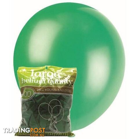 Green - 100 x 30cm (12) Metallic Balloons - 9311965012733