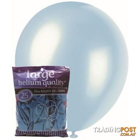Electric Blue - 25 x 30cm (12) Pearl Balloons - 9311965025863