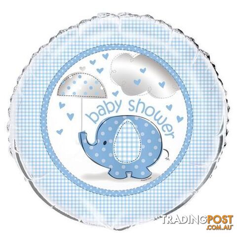 Umbrellaphant Baby Shower Baby Shower Blue 45cm (18) Foil Balloon Packaged - 011179417070