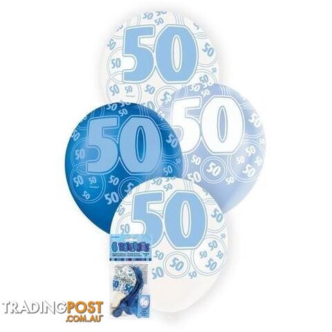 Glitz Blue 6 x 30cm (12) Latex Balloons - 50 - 011179808861