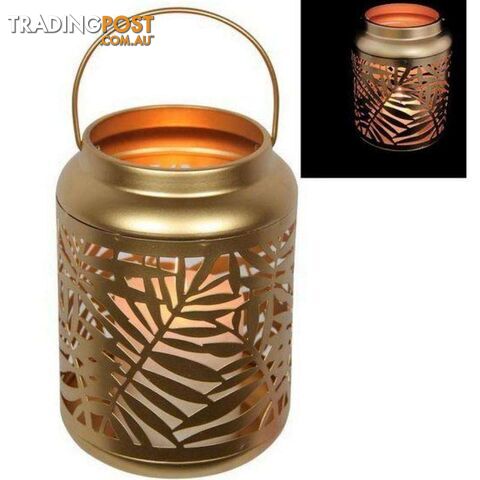 Gold Fern Pattern Lantern 17cm - 9319844620598