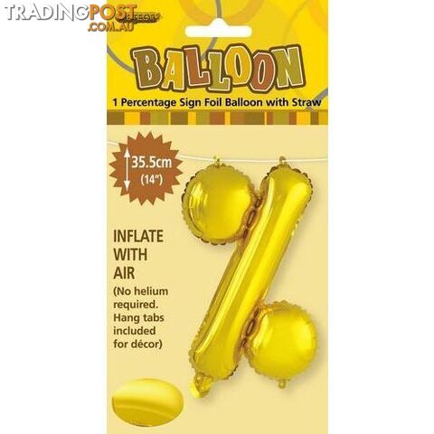 Gold % Alphabet Foil Balloon 35cm (14) - 9311965447412