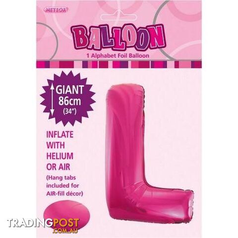 Hot Pink L Alphabet Foil Balloon 86cm (34) - 9311965431411