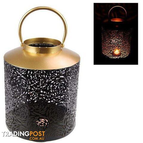 Black and Gold Rose Pattern Lantern 37cm - 9319844633277