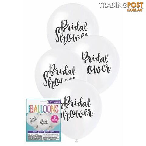 Bridal Shower 8 x 30cm (12) Balloons - White - 011179548996