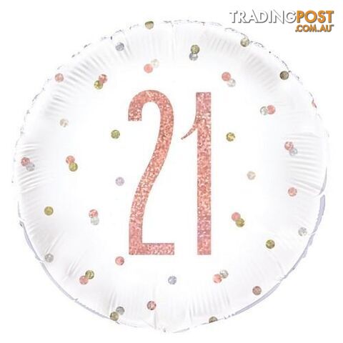 Rose Gold 21 45cm (18) Foil Balloon - Packaged - 011179849017