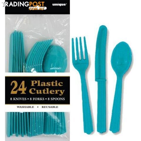 Caribbean Teal 24 Assorted Cutlery - 011179321445