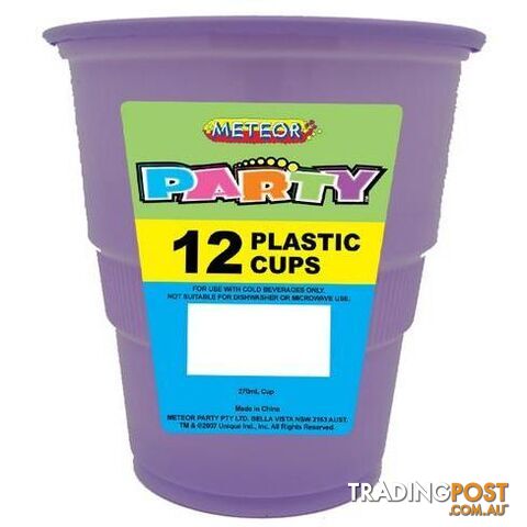 Lavender 12 x 270ml (9oz) Plastic Cups - 9311965343493