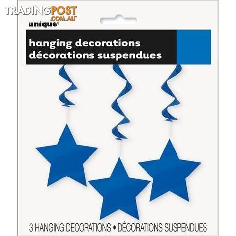 3 Star Hanging Swirls Royal Blue 90cm L (36) - 011179691241