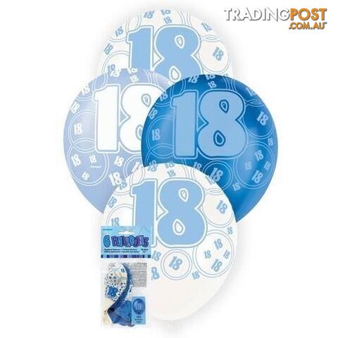 Glitz Blue 6 x 30cm (12) Latex Balloons - 18 - 011179808823