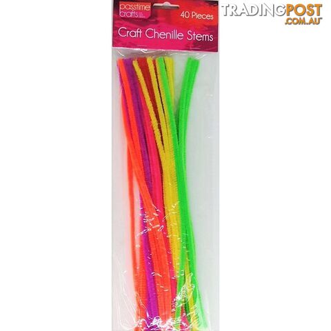 Craft Chenille Stems Pipe Cleaners Multi Colours 40 Pack - 9348291003302