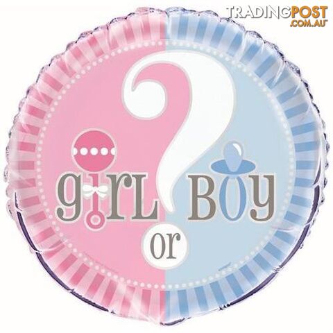 Baby Reveal Boy Or Girl 45cm (18) Foil Balloon Packaged - 011179473977