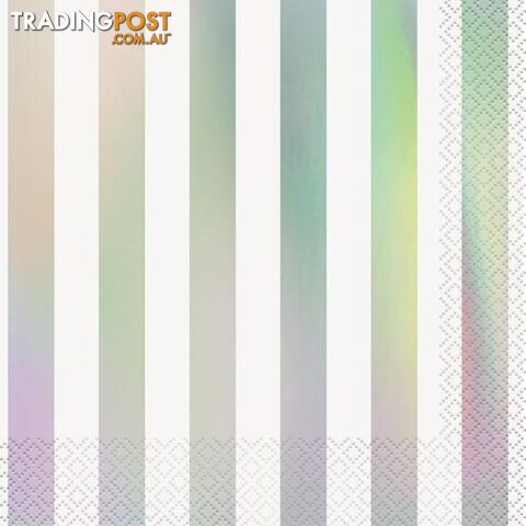 Foil Stamped Stripes Iridescent 16 Luncheon Napkins 2ply 33cm x 33cm (13 x 13) -...