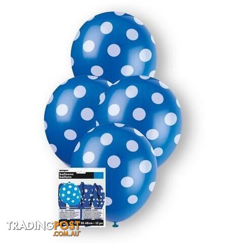 Dots Royal Blue 6 x 30cm (12) Balloons - 9311965575948