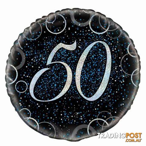 Glitz Blue 50th Birthday 45cm (18) Foil Balloon Packaged - 011179558100