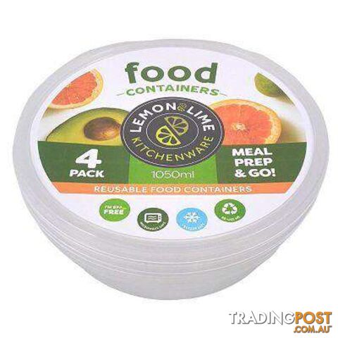 Disposable Food Containers - Round 4 Pack 1050ml - 9340957022887