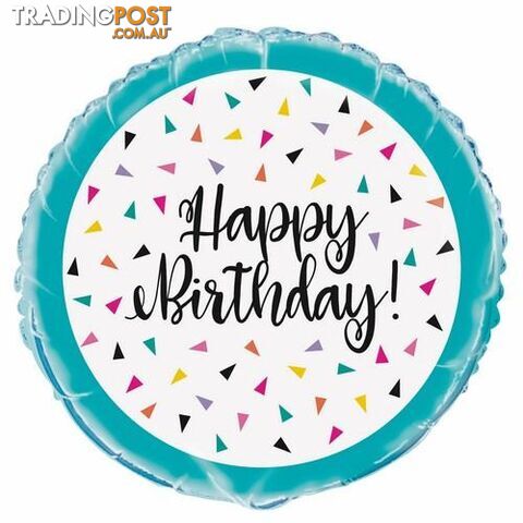 Triangle Confetti Happy Birthday 45cm (18) Foil Balloon Packaged - 011179731572