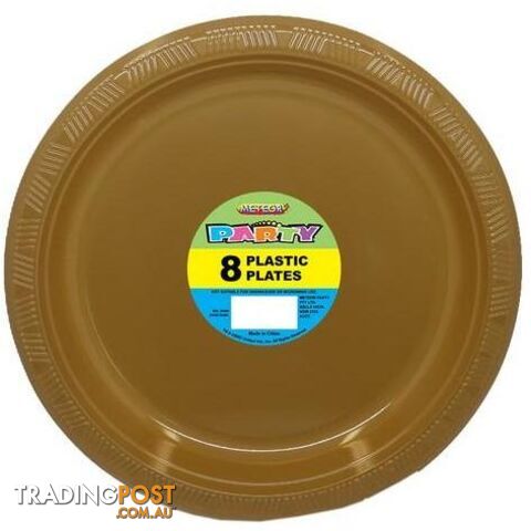 Gold 8 x 23cm (9) Plastic Plates - 9311965343325