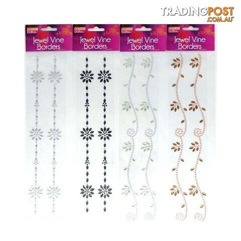 Jewel Vine Borders Assorted Colours Pack of 4 - 900035