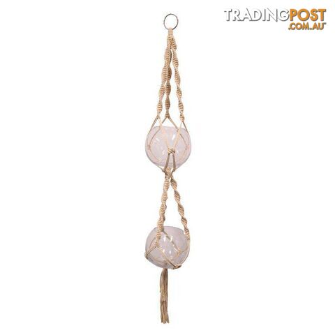 Hanging Double Glass Bowl Pot Holder 140cm - Dark Cream - 800260