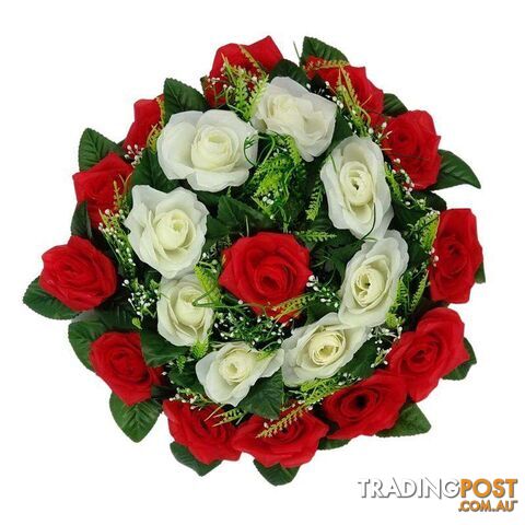 Artificial Flowers Wreath Red & White Lge 35cm - 800324