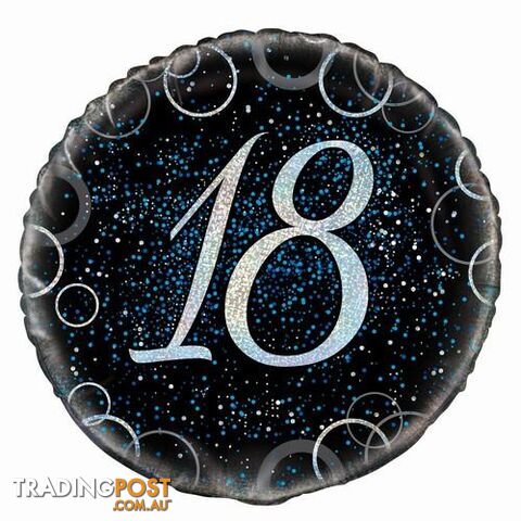 Glitz Blue 18th Birthday 45cm (18) Foil Balloon Packaged - 011179558063