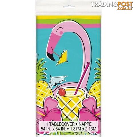Summer Pineapple & Flamingo Printed Tablecover 137cm x 213cm (54 x 84) - 011179726936