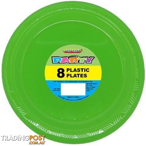 Lime Green 8 x 23cm (9) Plastic Plates - 9311965321026