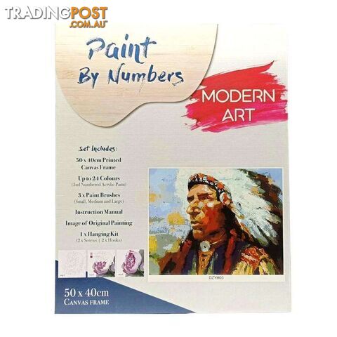 Paint By Numbers Red indian with Frame 40x50cm - 800526