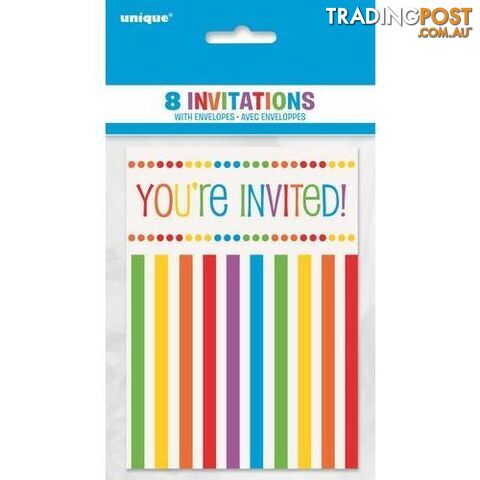 Rainbow Birthday 8 Invitations 97 x 36cm 53 x 38 - 011179471249