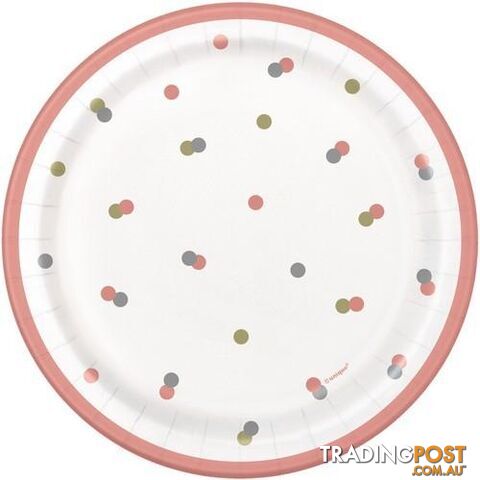 Rose Gold 8 x 18cm (7) Paper Plates - 011179848935