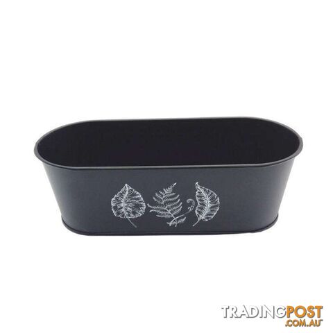 Oval Tub Leaf Print Black 11x27.5x9.5cm High - 800614