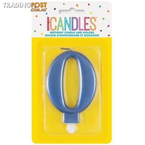 Numeral Candle 0 - Metallic Blue - 011179196104