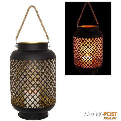 Black and Gold Decorative Lantern 32cm - 9319844632164