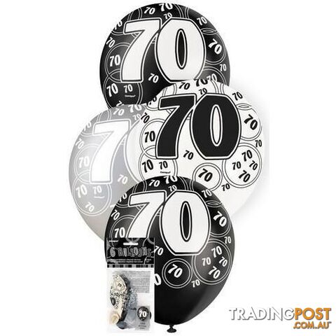 Glitz Black 6 x 30cm (12) Latex Balloons - 70 - 011179808991