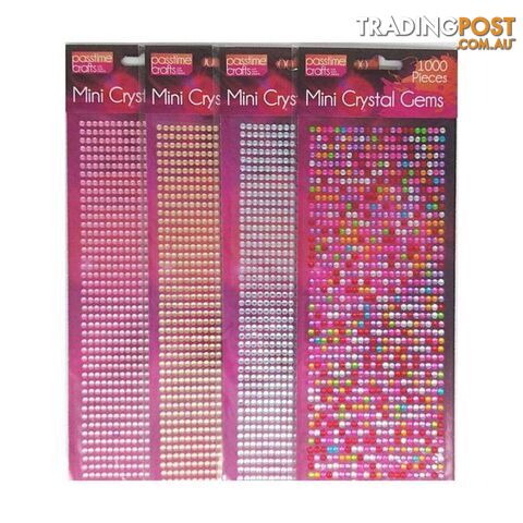 Self Adhesive Mini-Crystal Gems Multi-Coloured Pack of 4 - 900003