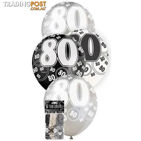 Glitz Black 6 x 30cm (12) Latex Balloons - 80 - 011179809202