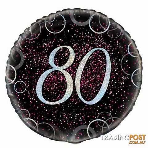Glitz Pink 80th Birthday 45cm (18) Foil Balloon Packaged - 011179558001 - photo 1 of 1