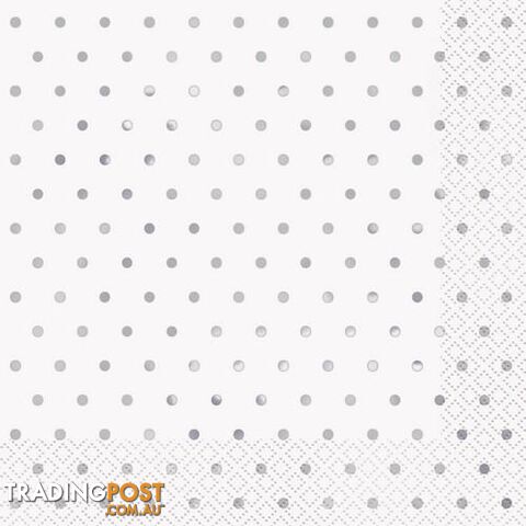Foil Stamped Mini Dots Silver 16 Luncheon Napkins 2ply 33cm x 33cm (13 x 13) -...