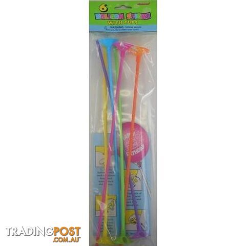 6 Balloon Sticks and Cups - Coloured - 9311965052005