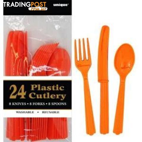 Pumpkin Orange 24 Assorted Cutlery - 011179032341