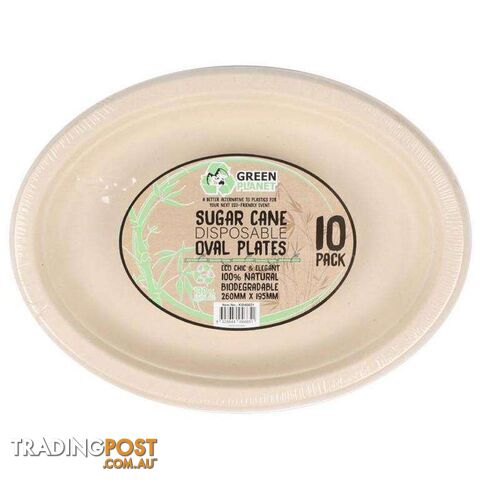 Eco Biodegradable Disposable Oval Plate 26cm 10Pk - 9328644046651