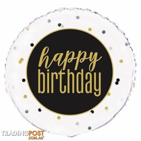 Metallic Birthday Happy Birthday 45cm (18) Foil Balloon Packaged - 011179731978