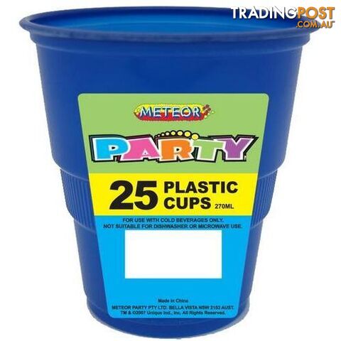 Royal Blue 25 x 270ml (9oz) Plastic Cups - 9311965301226