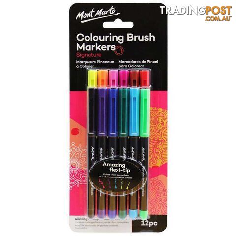 Signature Colouring Brush Markers 12pc - 9328577023057