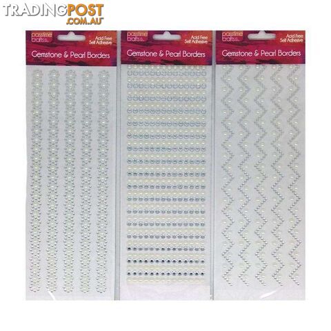 Gemstone and Pearl Borders Stickers Pack of 3 - 900018