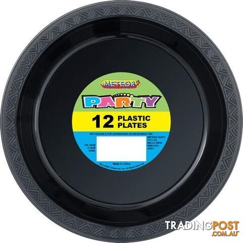 Midnight Black 12 x 18cm (7) Plastic Plates - 9311965320814