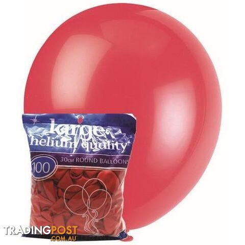 Strawberry Red - 100 x 30cm (12) Decorator Balloons - 9311965012320